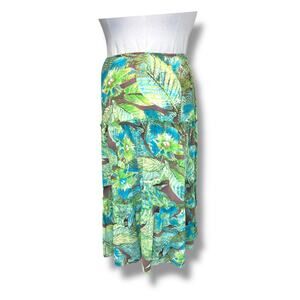 Toto N Ko Vintage Women’s Tiered A Line Midi Skirt, Green Floral, size 8